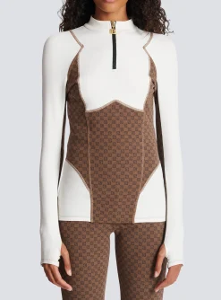 Women Balmain Mini Monogram Technical Top