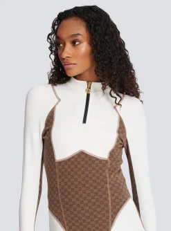 Women Balmain Mini Monogram Technical Top