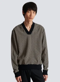 Balmain Mini Monogrammed Jacquard Sweatshirt