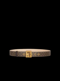 Balmain Mini Monogrammed Waxed Canvas Belt