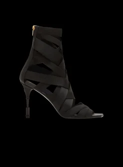 Women Balmain Moneta Leather And Elastic  sandals With Logo