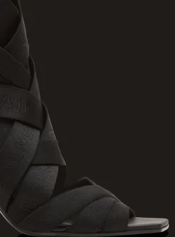 Women Balmain Moneta Leather And Elastic  sandals With Logo