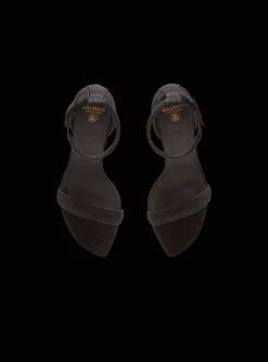 Women Balmain Moneta Leather Sandals With Micro Beads