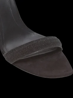 Women Balmain Moneta Leather Sandals With Micro Beads