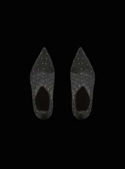 Women Balmain Moneta Rhinestoned Knit Ankle Boots