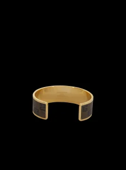 Women Balmain Monogram Bracelet In Metal And Waxed Canvas