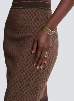 Women Balmain Monogram Bracelet In Metal And Waxed Canvas