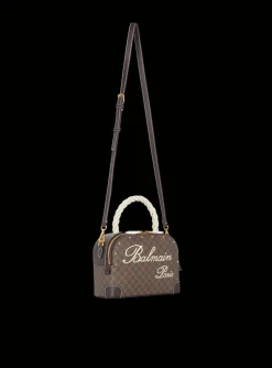 Women Balmain Monogram Canvas And Leather Make Up Bag