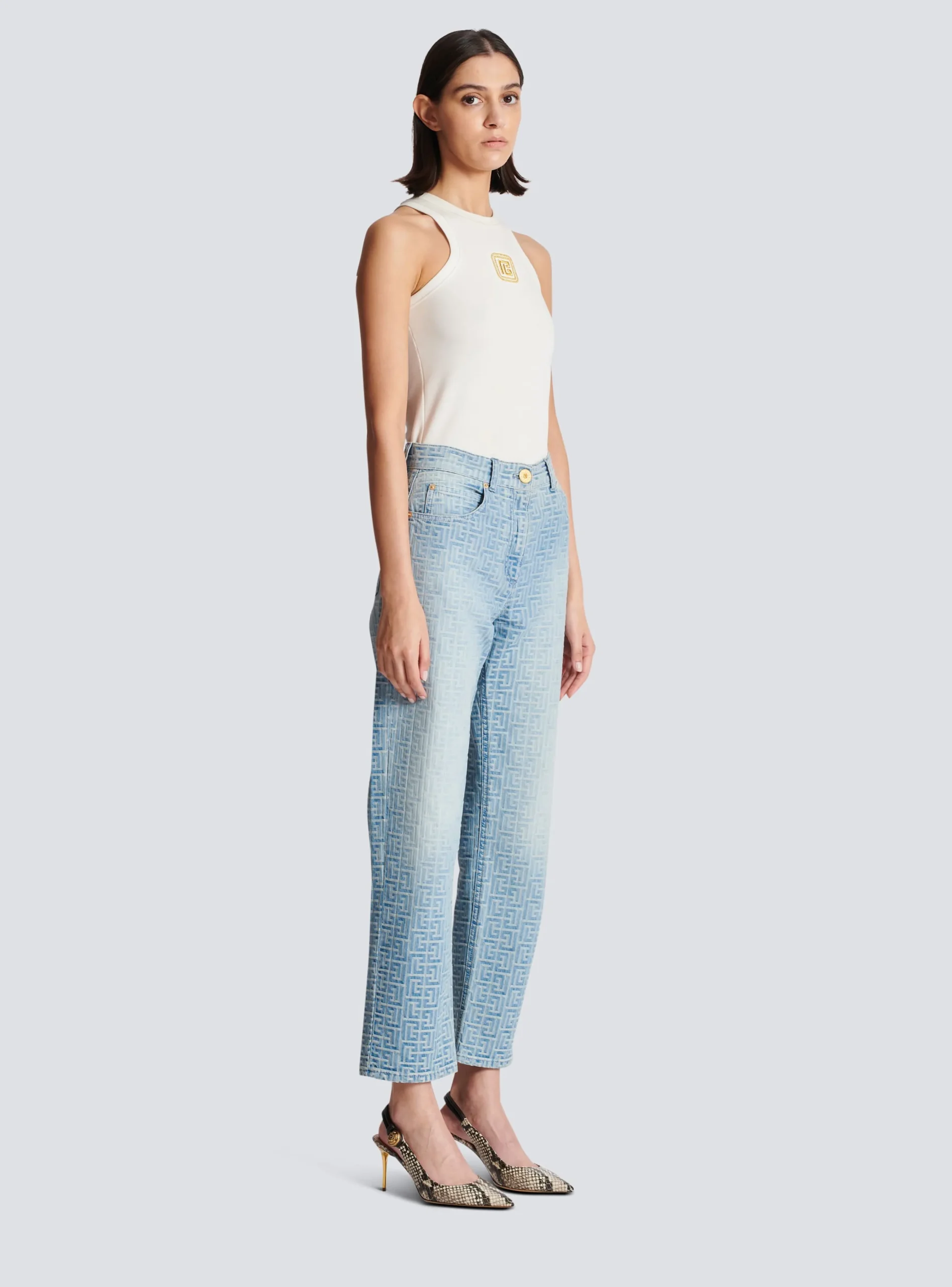 Women Balmain Monogram Classic Jeans
