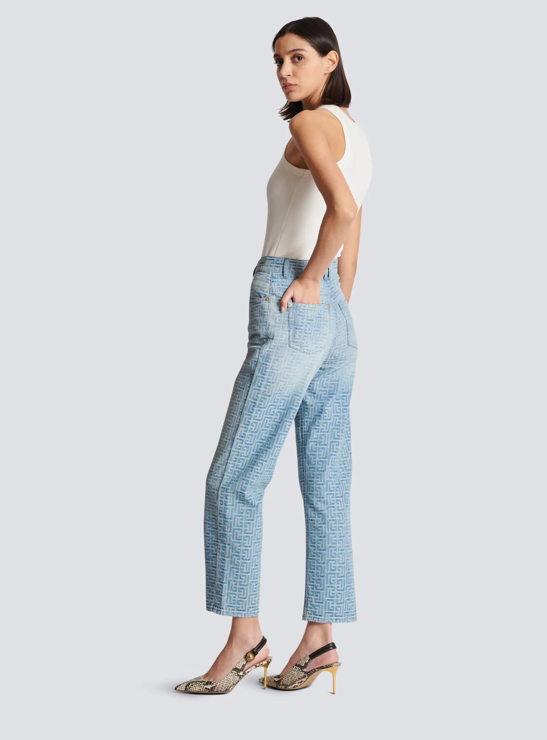 Women Balmain Monogram Classic Jeans