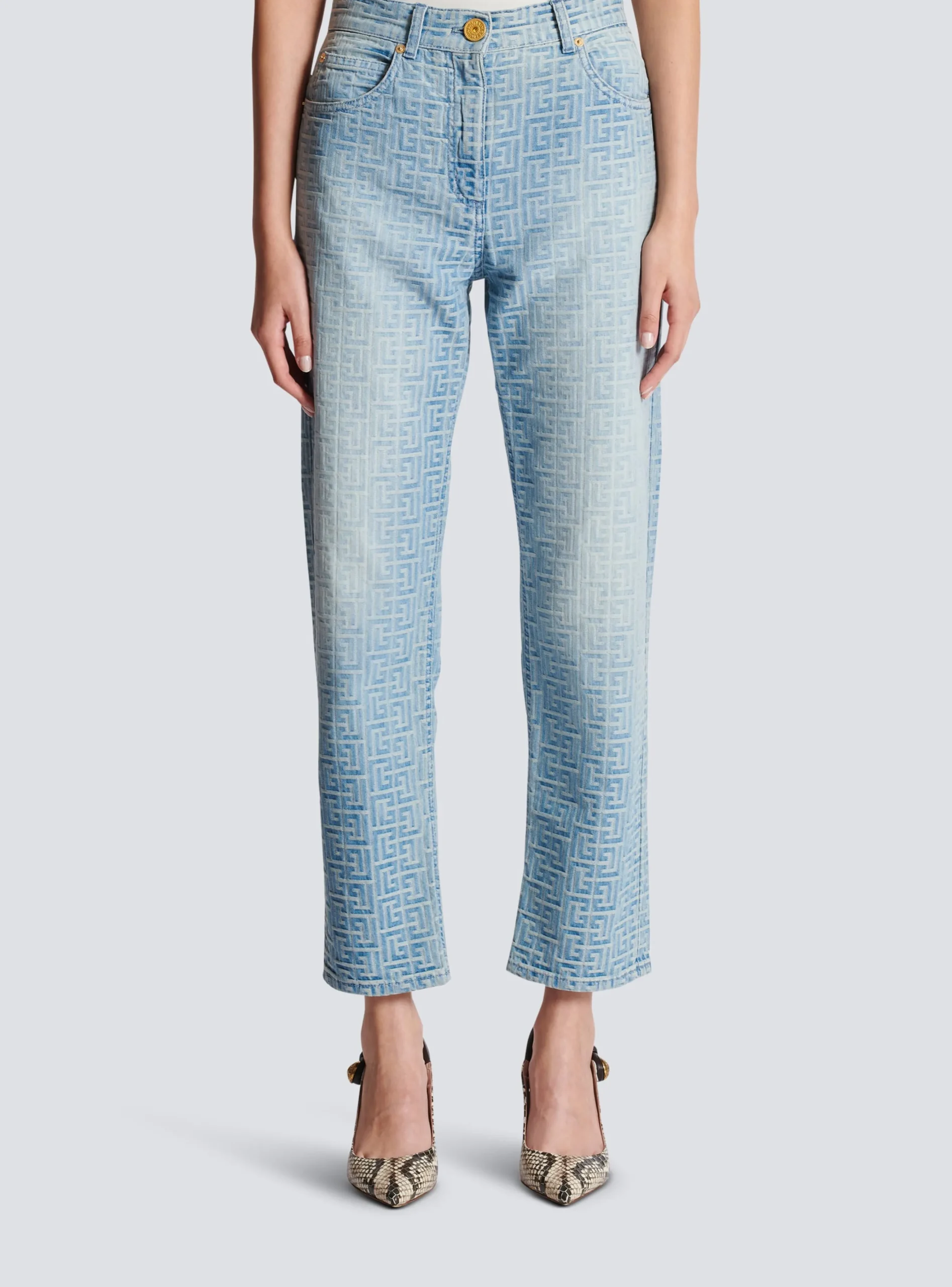 Women Balmain Monogram Classic Jeans