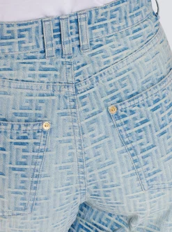 Women Balmain Monogram Denim Short