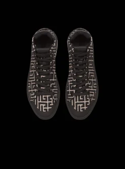 Balmain Monogram Jacquard B-Court High-top Sneakers