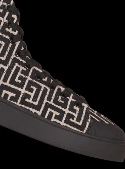 Balmain Monogram Jacquard B-Court High-top Sneakers
