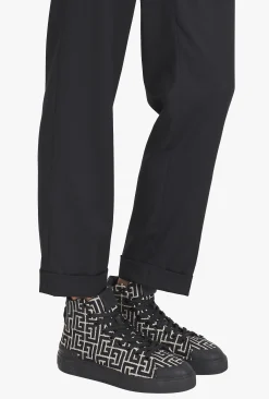 Balmain Monogram Jacquard B-Court High-top Sneakers