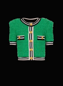 Women Balmain Monogram Knit Cardigan