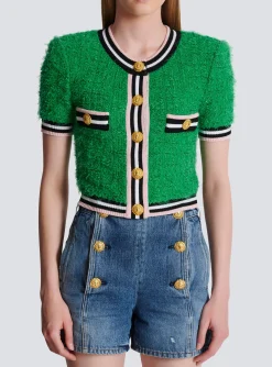 Women Balmain Monogram Knit Cardigan