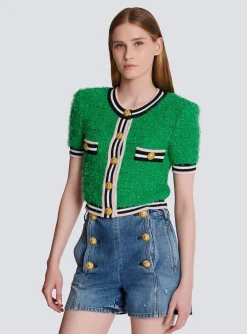 Women Balmain Monogram Knit Cardigan