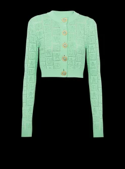 Women Balmain Monogram Knit Cardigan