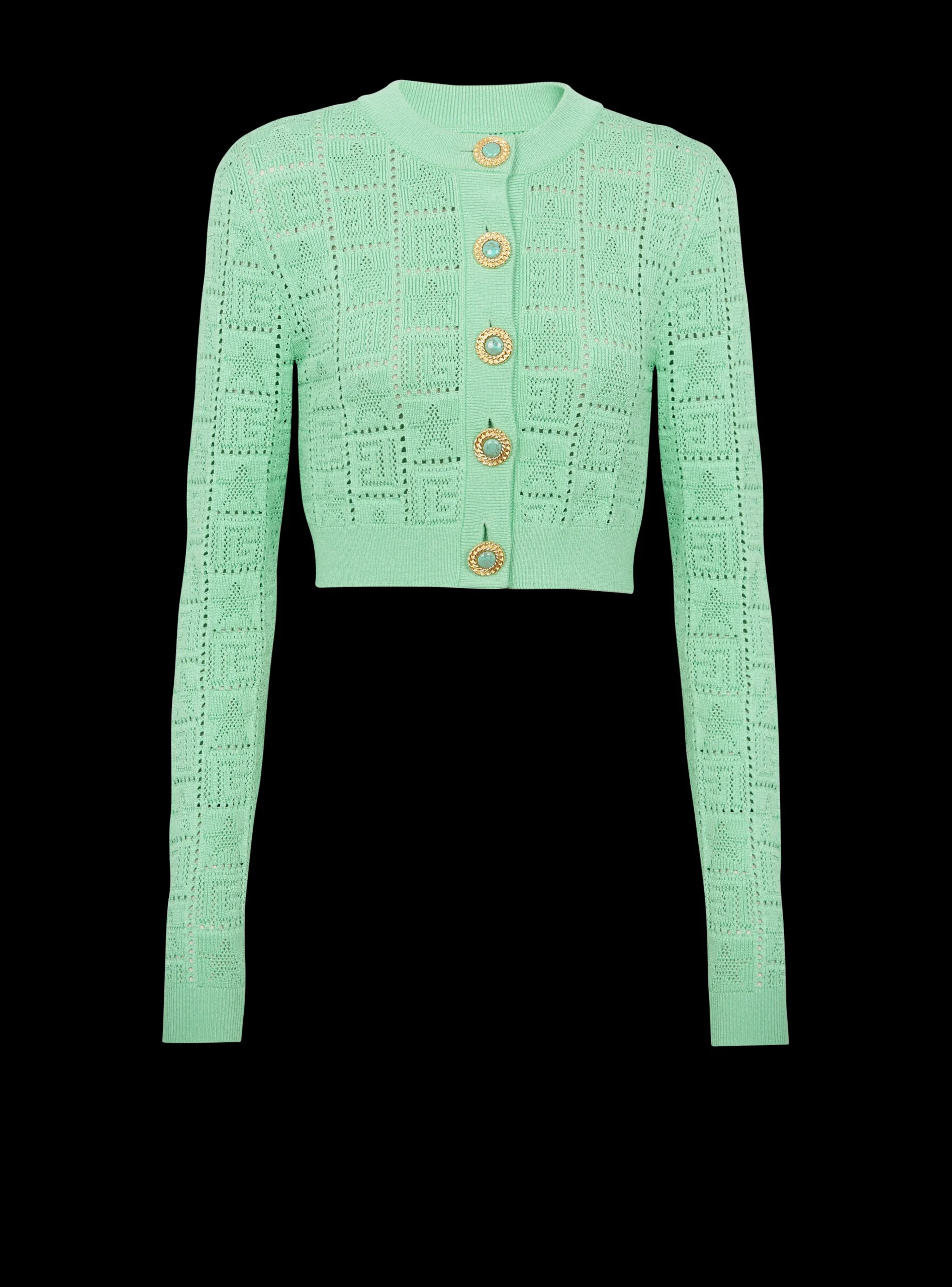 Women Balmain Monogram Knit Cardigan