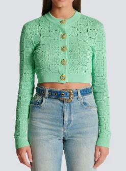 Women Balmain Monogram Knit Cardigan