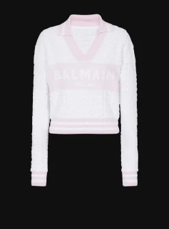 Women Balmain Monogram Knit Polo