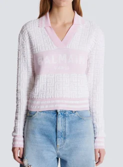 Women Balmain Monogram Knit Polo