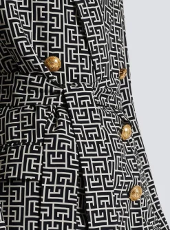 Women Balmain Monogram Printed Jacket With Shawl Collar