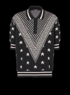 Balmain Monogram Stars Polo Shirt