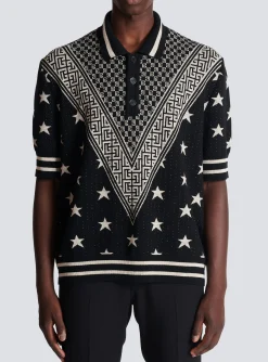 Balmain Monogram Stars Polo Shirt
