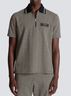 Balmain Monogram Zip Polo Shirt