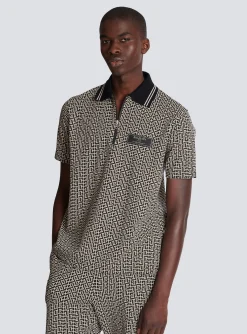 Balmain Monogram Zip Polo Shirt