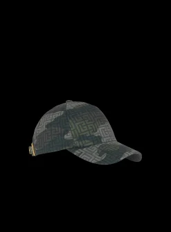 Balmain Monogrammed Camouflage Print Baseball Cap