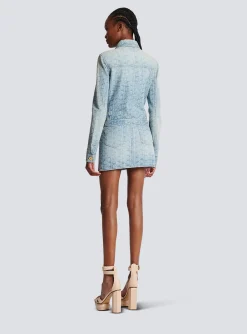 Women Balmain Monogrammed Denim Jacket