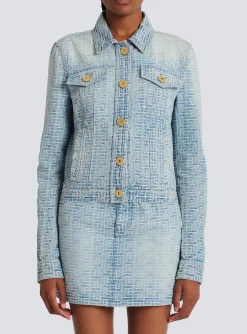 Women Balmain Monogrammed Denim Jacket
