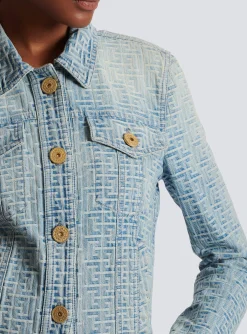 Women Balmain Monogrammed Denim Jacket