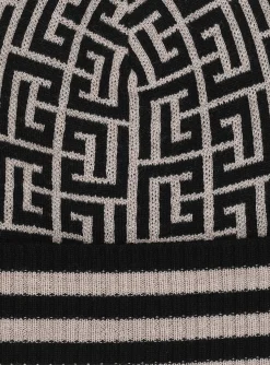 Balmain Monogrammed Embroidered Wool Hat