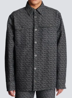 Balmain Monogrammed Jacquard Denim Shirt&nbsp;