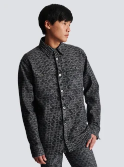 Balmain Monogrammed Jacquard Denim Shirt&nbsp;