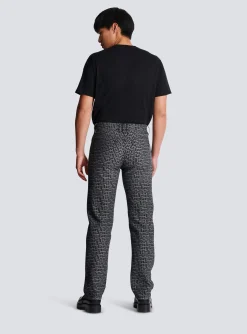 Balmain Monogrammed Jacquard Denim Jeans