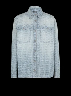 Balmain Monogrammed Jacquard Denim Shirt&nbsp;