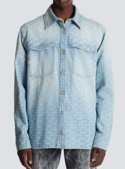 Balmain Monogrammed Jacquard Denim Shirt&nbsp;