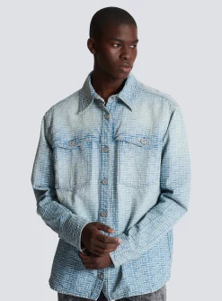 Balmain Monogrammed Jacquard Denim Shirt&nbsp;
