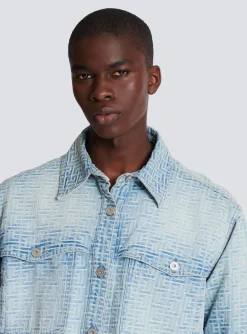 Balmain Monogrammed Jacquard Denim Shirt&nbsp;