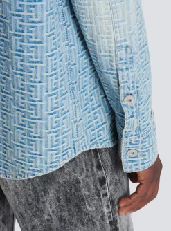 Balmain Monogrammed Jacquard Denim Shirt&nbsp;
