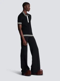 Balmain Monogrammed Jacquard Polo Shirt