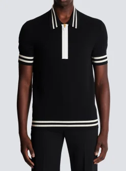 Balmain Monogrammed Jacquard Polo Shirt