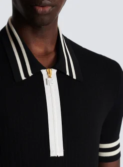 Balmain Monogrammed Jacquard Polo Shirt
