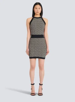 Women Balmain Monogrammed Knit Dress