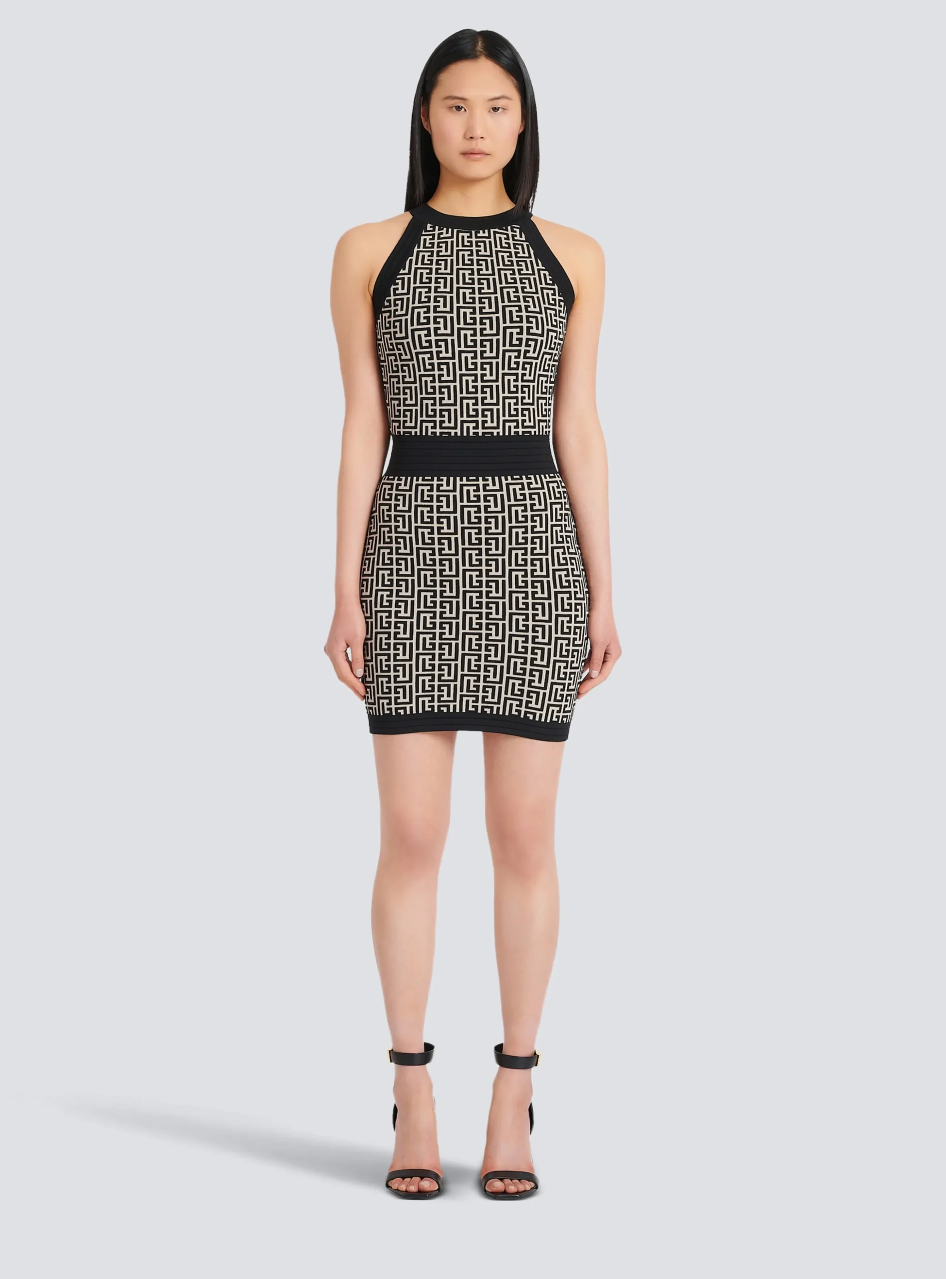 Women Balmain Monogrammed Knit Dress